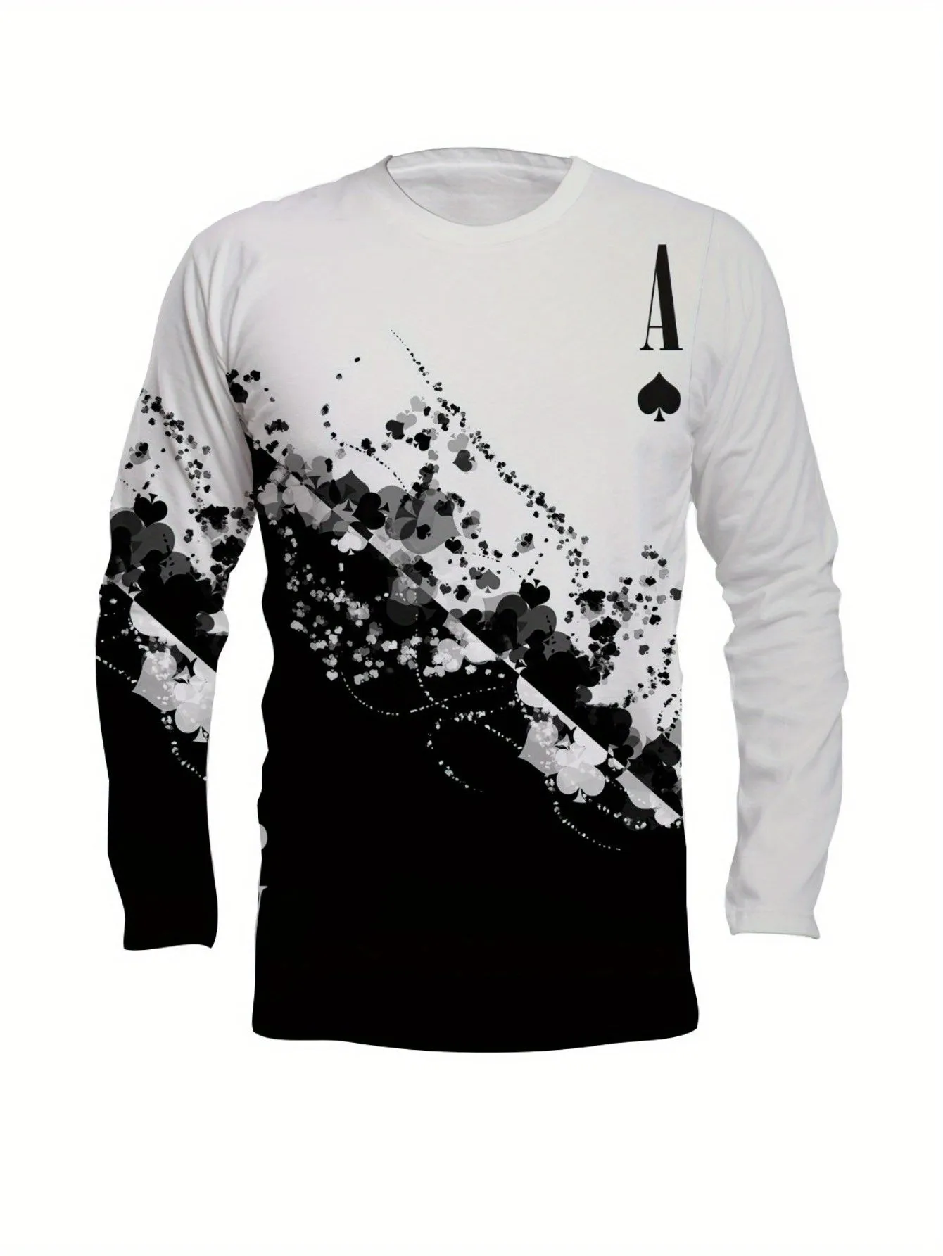 Ace of Spades Graphic Print Crew Neck Sweatshirt and Joggers Set, Knit Polyester Casual Sweatsuit with Regular Fit and Slight Stretch - Polyester Lash Sets