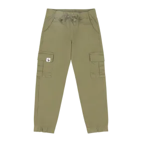 Boys Relaxed Fit Drawstring Cargo Jogger Pants - Olive | Multicultural Kids Clothing