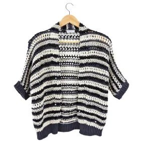 Brunello Cucinelli short sleeve Sequin Knit Stripe Cardigan - XXS