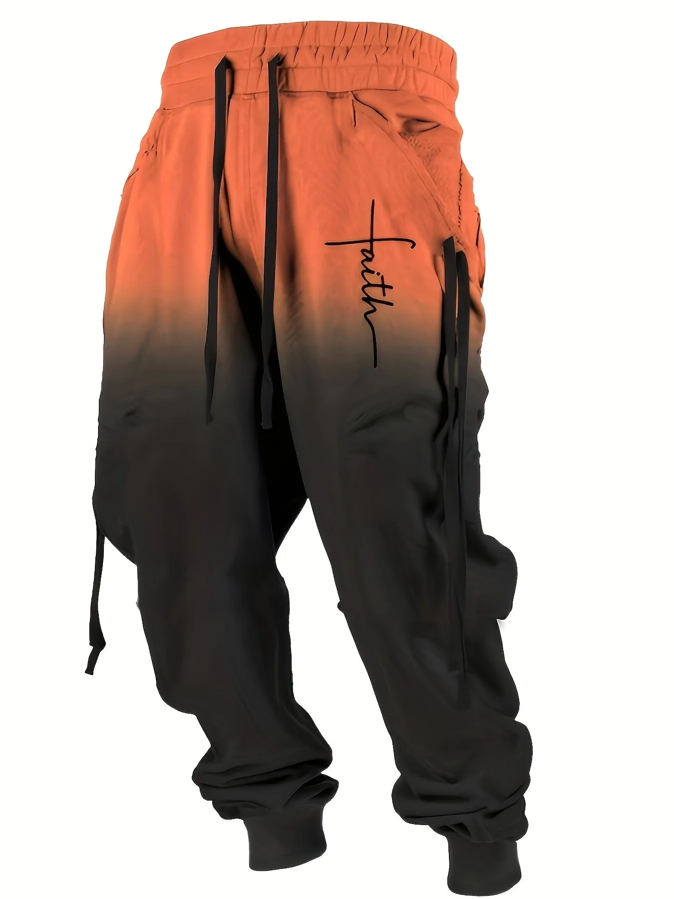 Europe And The United States Fashion Men's Foot-binding Casual Pants Three-piece Set, The Design Sense Of Color Printing Pattern With A Variety Of Breathable Skin-friendly Outdoor Sports Pants Three-piece Set