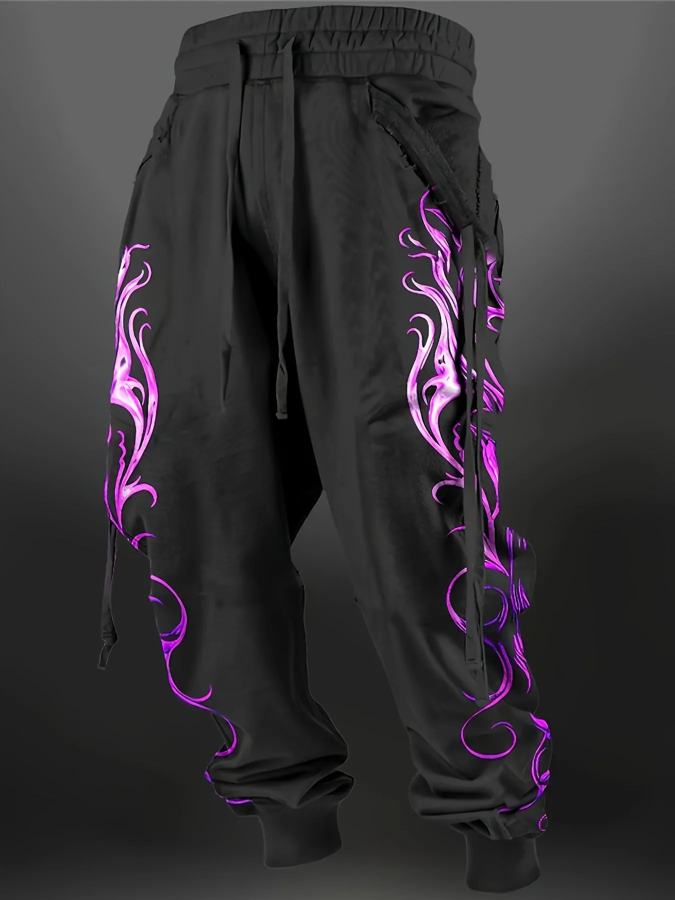 Europe And The United States Fashion Men's Foot-binding Casual Pants Three-piece Set, The Design Sense Of Color Printing Pattern With A Variety Of Breathable Skin-friendly Outdoor Sports Pants Three-piece Set