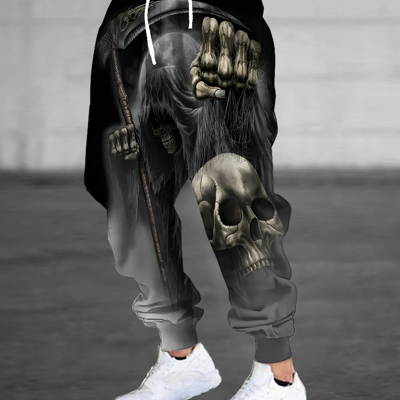 Men's Spooky Halloween Skeleton Print Joggers - Casual Drawstring Sweatpants with Relaxed Fit for a Comfortable Gift Idea