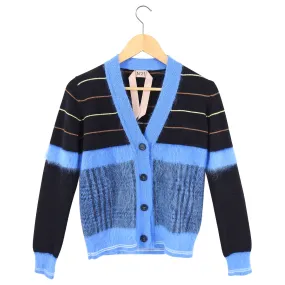 No 21 Blue Mohair and Black Stripe Cardigan - IT40 / 4