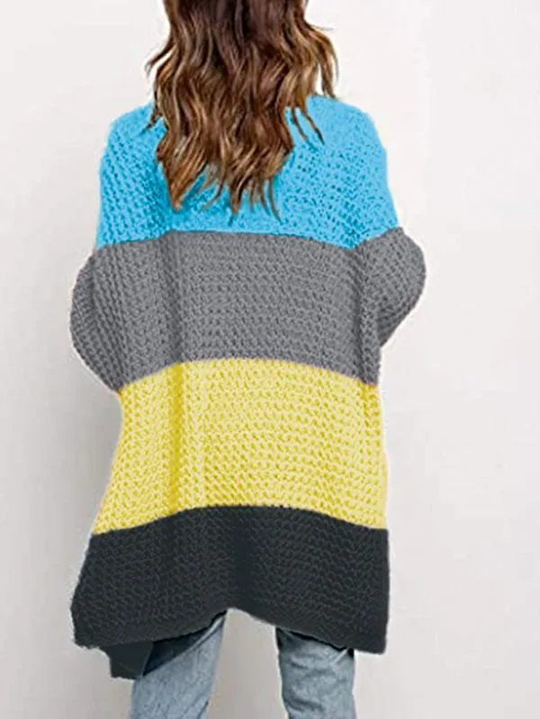 Open Front Waffle Knit Dolman Sleeve Cardigan Sweater For Women