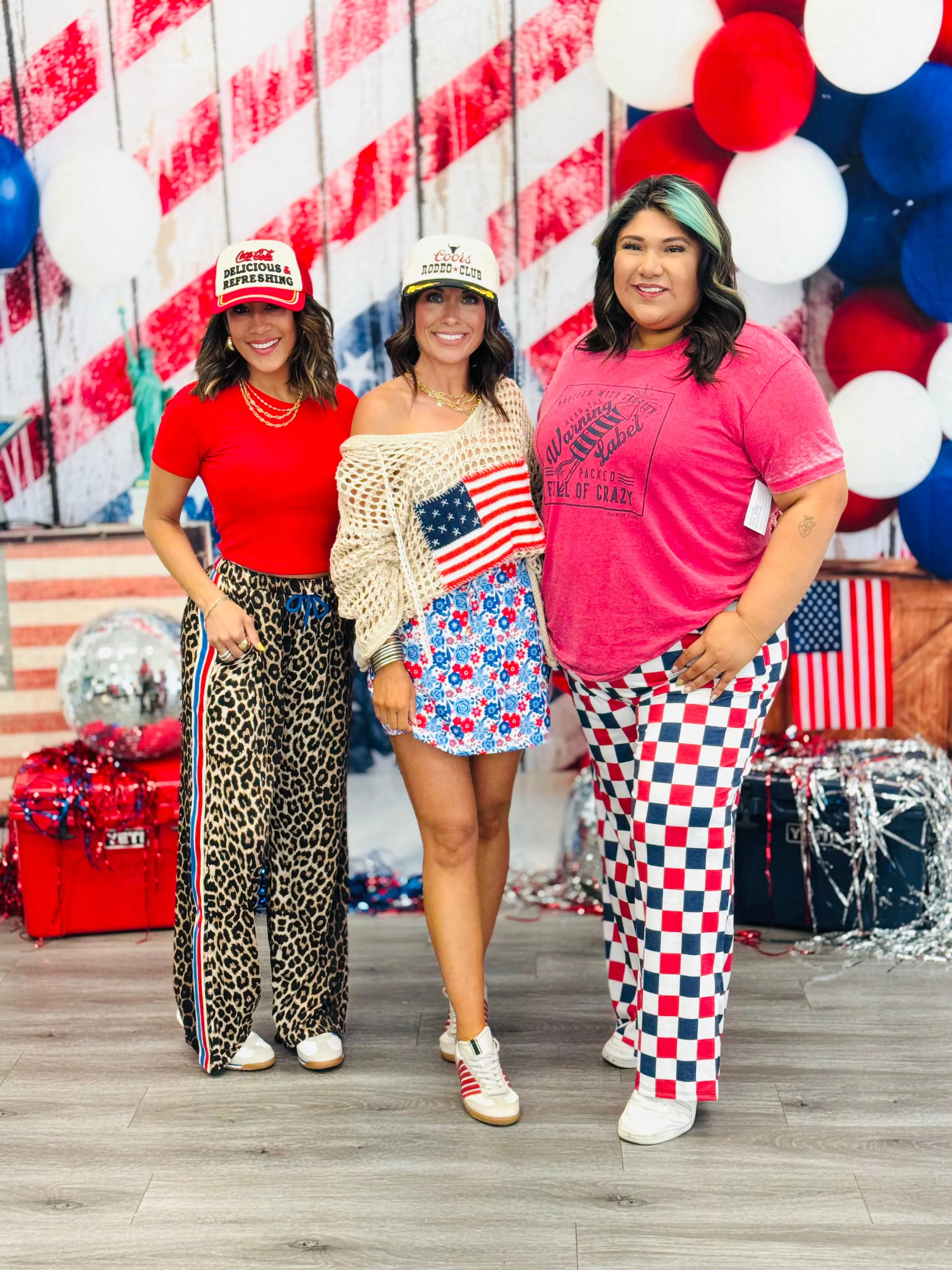 Red White & Blue Checkered Knit Pants (Reg & Plus)