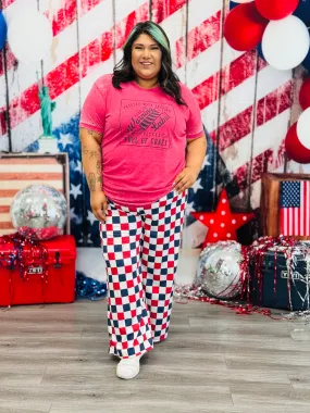Red White & Blue Checkered Knit Pants (Reg & Plus)