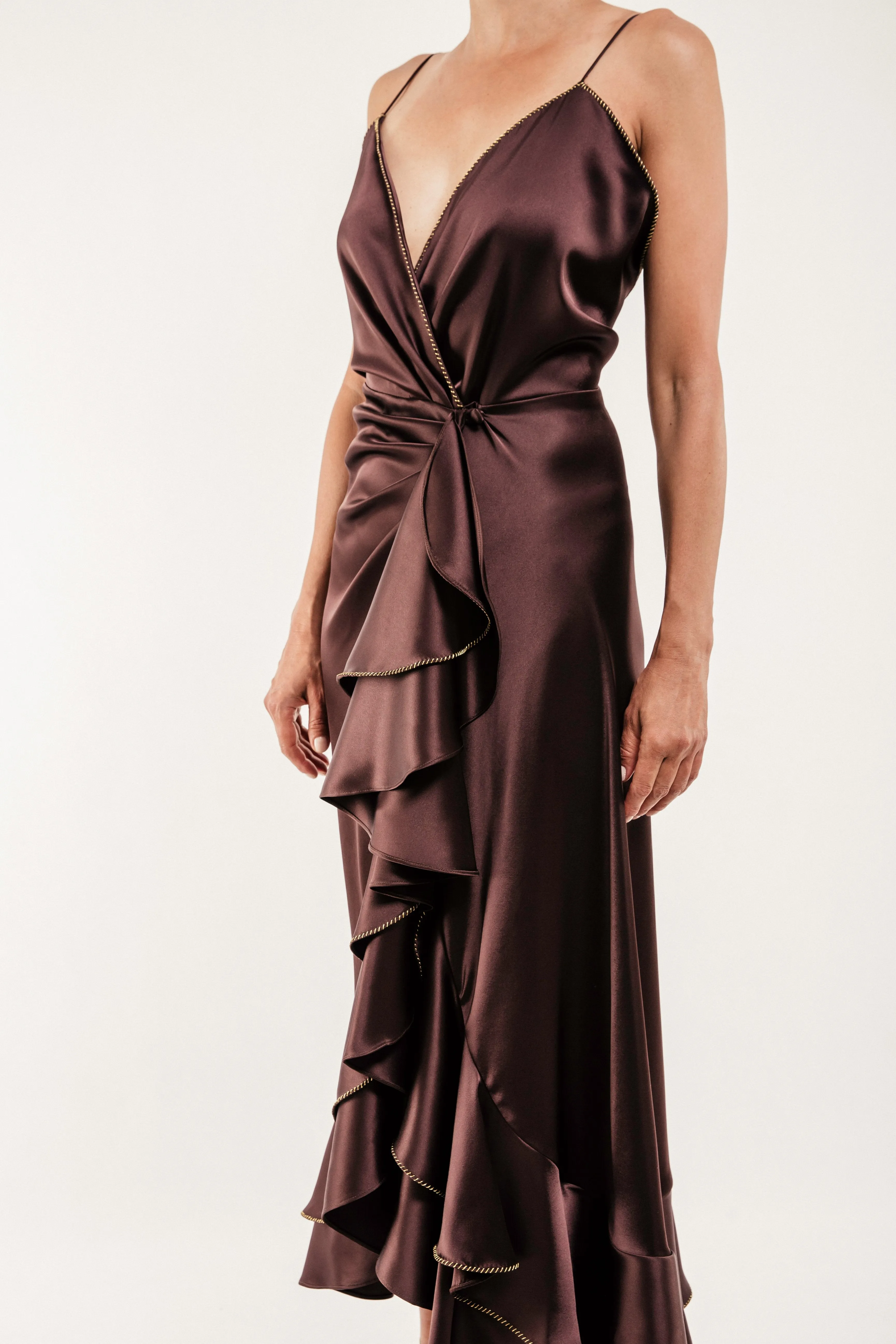 Shiraz Ruffle Dress - Brown