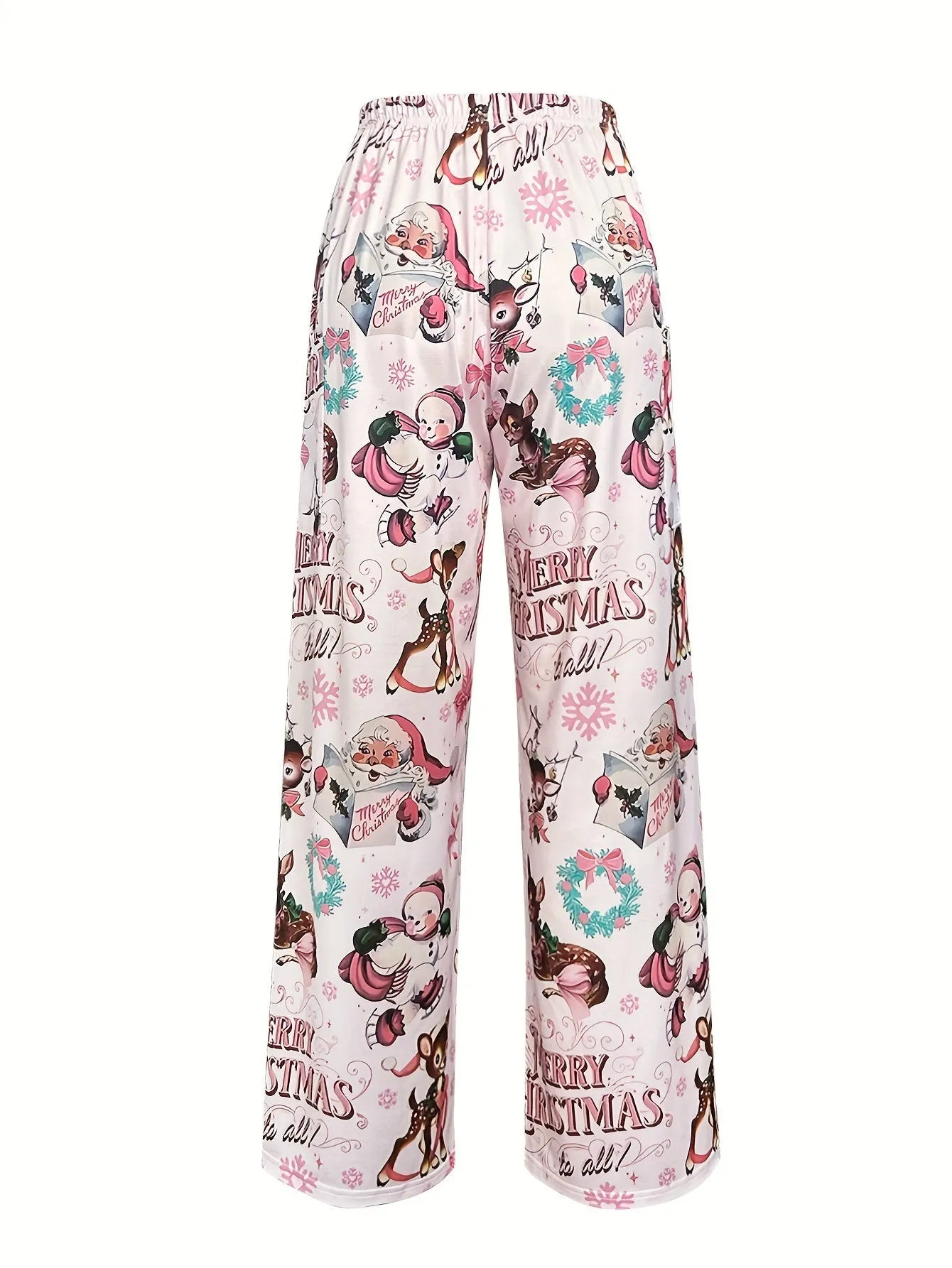 Women's Festive Christmas Animal Print Casual Pants - Cozy Loose-Fit with Pockets, Perfect for Fall/Winter